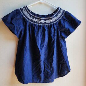 NWT Royal Blue Vineyard Vines Embroidered Smock Neck Blouse Size Small